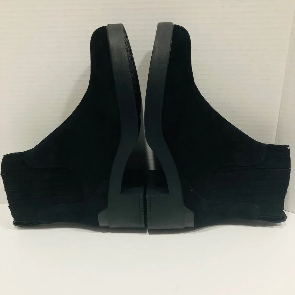 Abeo Womens 10M Black Suede Ankle‎ Boot Booties Goth Grunge Witchy Minimalist